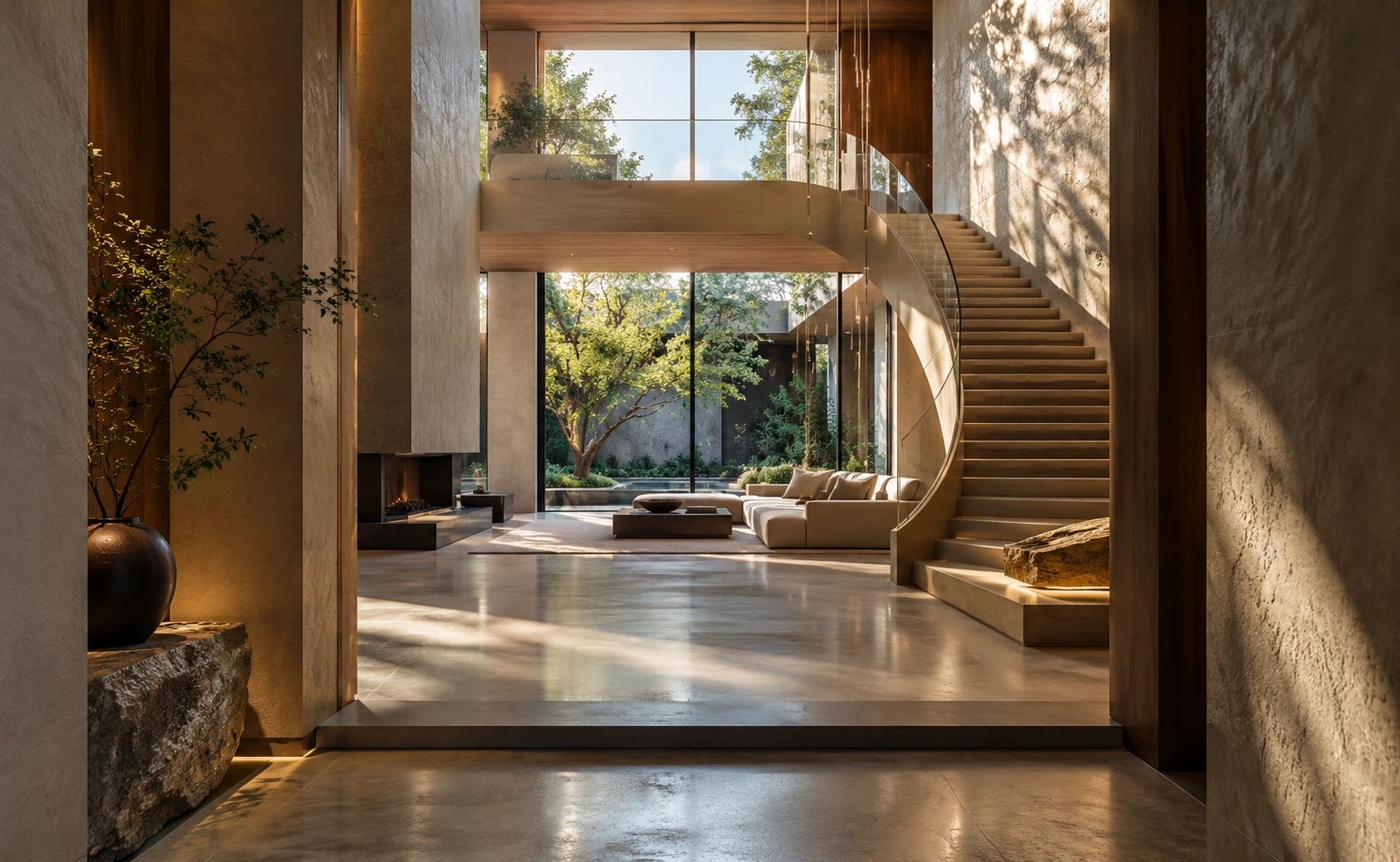Illustrative duplex section showing stairs and relationships between floors